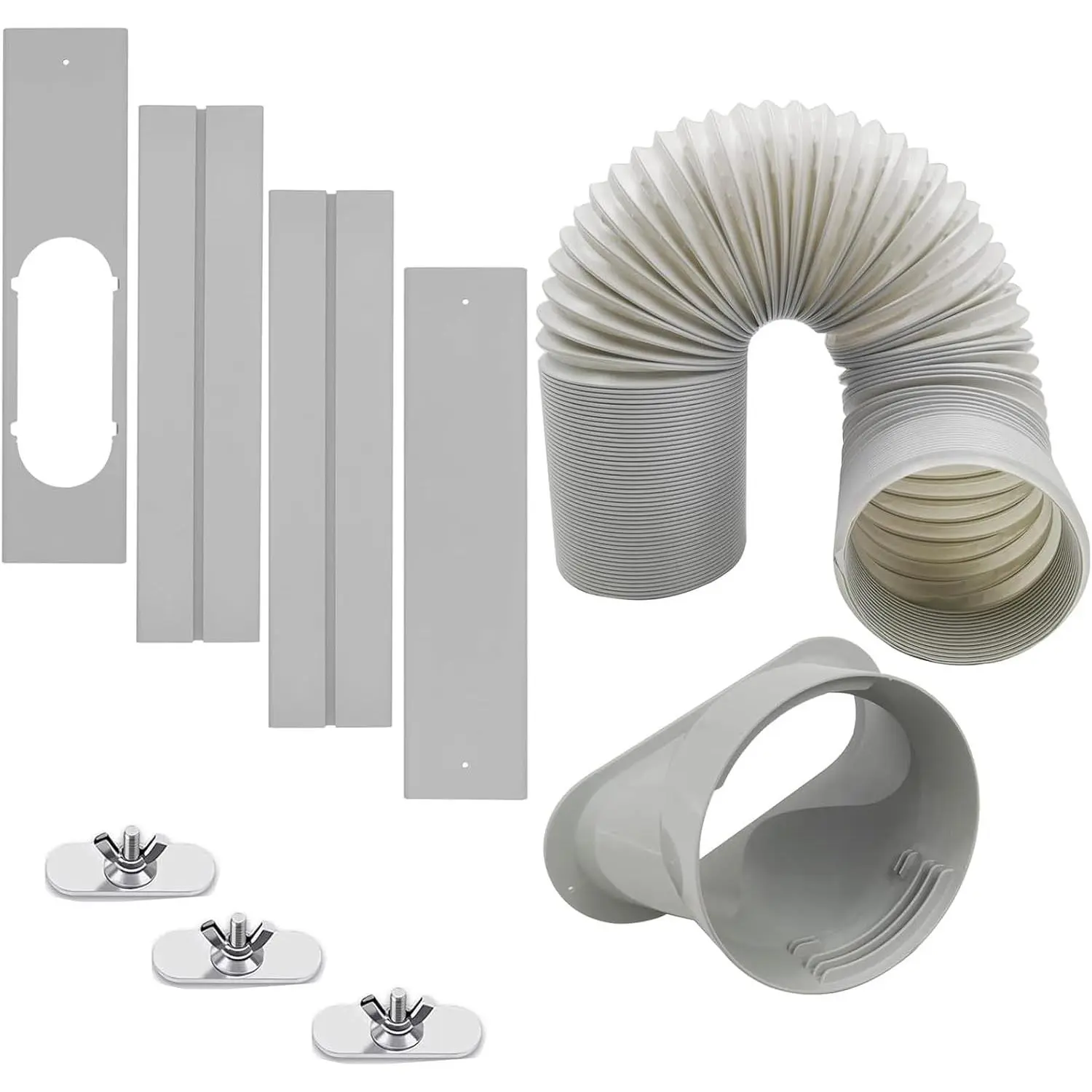 Portable Air Conditioner Window Vent Kit with 5.1" Exhaust Hose, 6-Count for Horizontal/Vertical Sliding Windows, Fits Handles, Steamers, Microwaves, Toasters, Equipped with Drainage System for Stable Cooling Performance