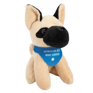 3 1/4" x 5" Veteran's Day Stuffed German Shepherd Dogs with Bandana - 12 Pc.