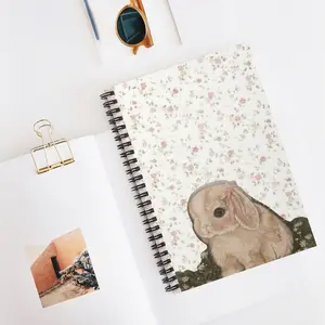 Bunny Rabbit Spiral Notebook, Cottagecore Floral Journal, Cute Lop Rabbit Notebook, Animal Lover Gift, Aesthetic Spiral Journal, Gift for Bunny Owner