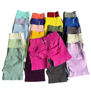 DFYNE Impact Women's Yoga Shorts Low Waist Seamless Scrunch Bum Workout Gym Shorts Stretch Fitness Biker Shorts with Logo