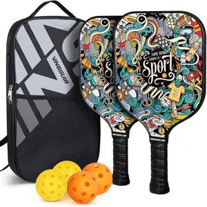 Pickleball Rackets Pickleball Paddles Set , Set of 2 with 4 Pickleball Balls and Bag