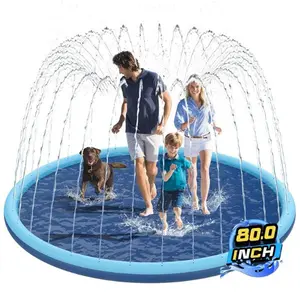 80” Non-Slip Splash Pad for Kids & Dogs, Extra Large Outdoor Sprinkler Water Play Mat, Summer Backyard Fun Toys for Ages 3–12 Boys & Girls, Family & Pet Pool Play