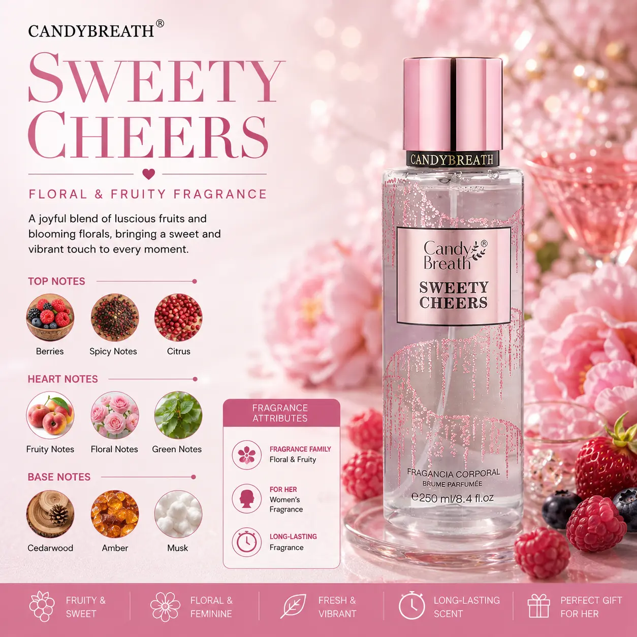 SWEETY CHEERS Body Fragrance Mist, Bare Vanilla - 8.4 fl oz