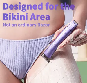 BreezeNu 2-in-1 Painless Bikini Trimmer & Face Shaver for Women,Wet or Dry Body Purple Razor Cordless, USB Rechargeable IPX7 Waterproof, Portable Hair Remover for Sensitive Skin Legs Underarms Great Gift