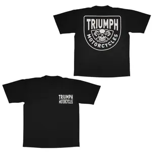 Triumph Motorcycles Piston Rich Classic Soft Cotton Crewneck T-Shirt 2 Sides For Men And Women