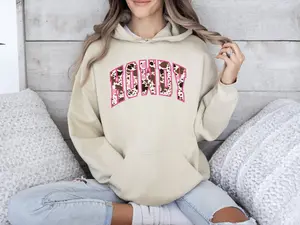 Cowprint "Howdy" Hoodie Casual Cotton