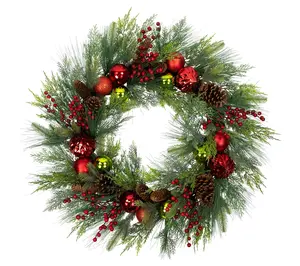 Northlight Pinecones and Ornaments Christmas Wreath 36"