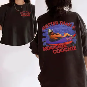 Funny Summer Country Shirt, Hotter Than A Hoochie Coochie Graphic 2 sides Tee, Unisex Summer Outfit