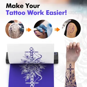 A4 Size Thermal Tattoo Printer, Ideal for Tattoo Work, File Printing, Label Printing, Wireless Bluetooth-compatible + USB Connection