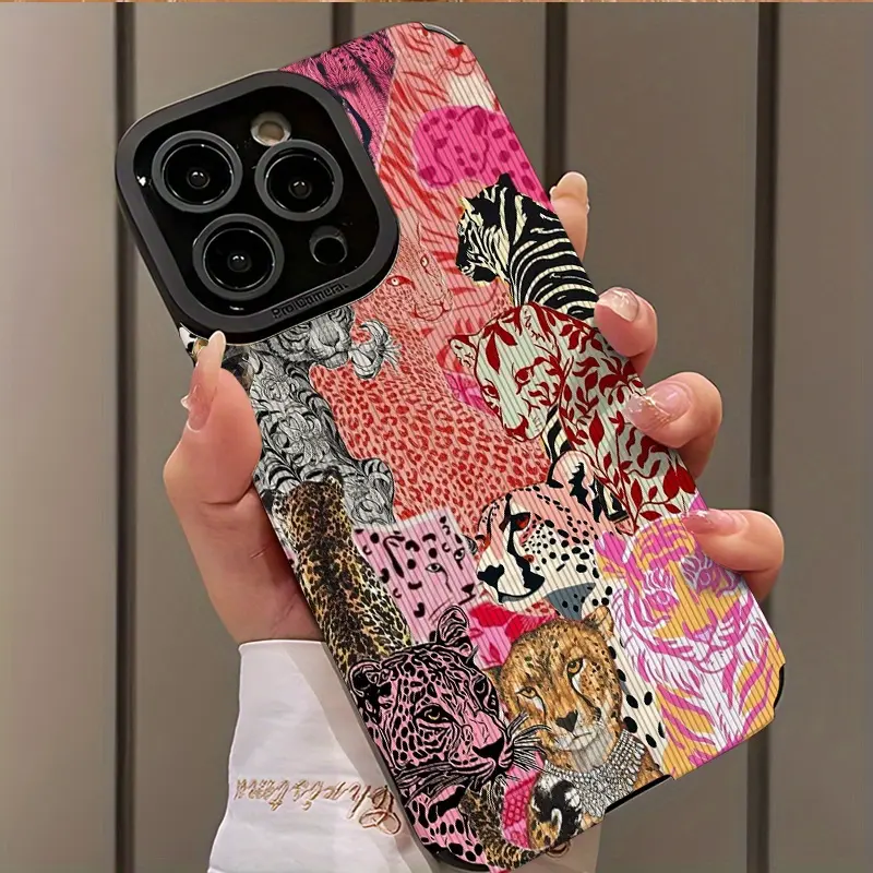 Vintage Leopard Print Shockproof Ultra-Thin Phone Case Stylish Shockproof Cover Protective Cellphone Cover for iPhone 17/16/15/14/13/12/11/plus/pro Max, Dust-Proof and Stylish Gift