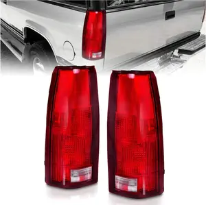 AmeriLite OE Replacement Halogen Tail Lights For Chevy GMC c1500 C/K C10 Silverado Sierra Tahoe Yukon Full-Size Blazer - Driver and Passenger Side, Vehicle Light Assembly, Red