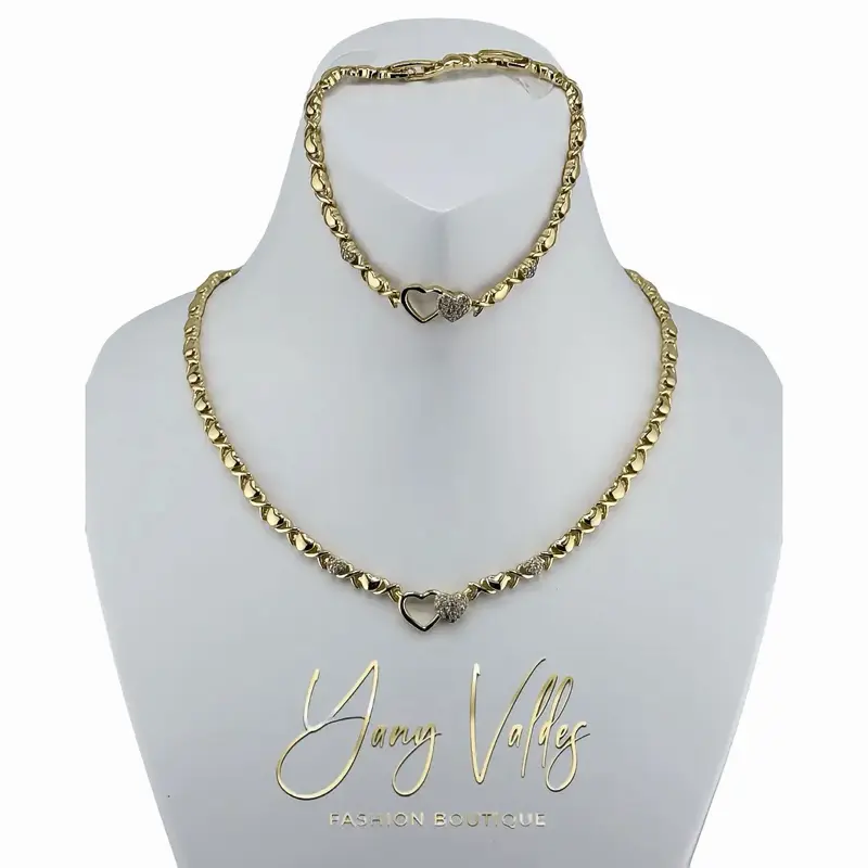 XOXO heart jewelry set for women gold tone necklace and bracelet