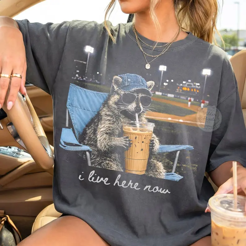 [ Sale Up To 40%] Comfort Colors Racoon Funny Ballfield Dark Shirt Only Baseball Mama Style _Softball Clipart,Travel Baseball Softball Tournament, Softball Ball Mom