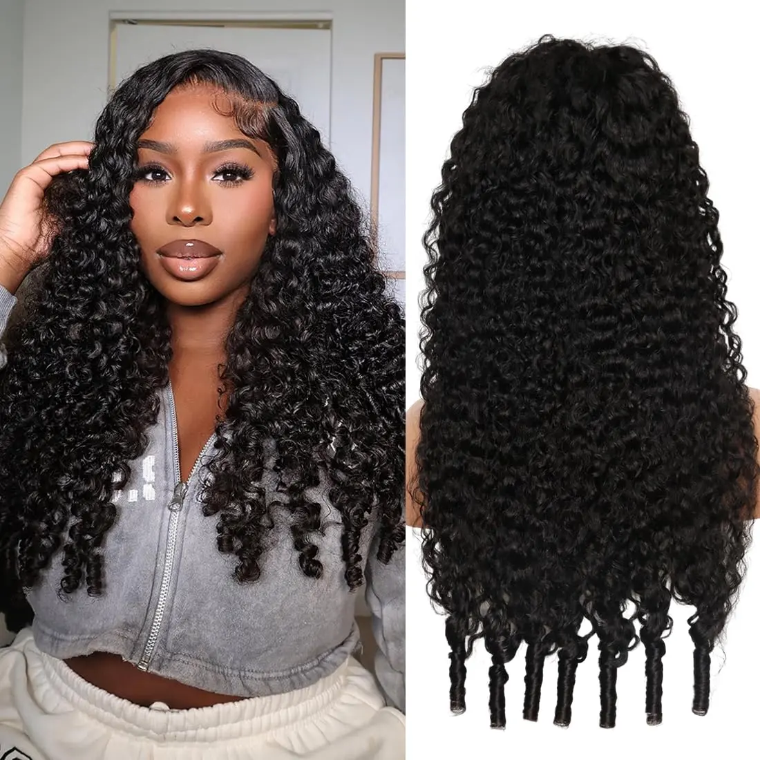 Lemoda Hair 13x6 Full Lace Wigs 200% Density Human Hair 13X4 Lace Frontal Burmese Curly Wig for Black Women Wet and Wavy Pre Plucked Transparent Lace Frontal 100% Human Hair Wigs with Spiral End Natural Color summerwins