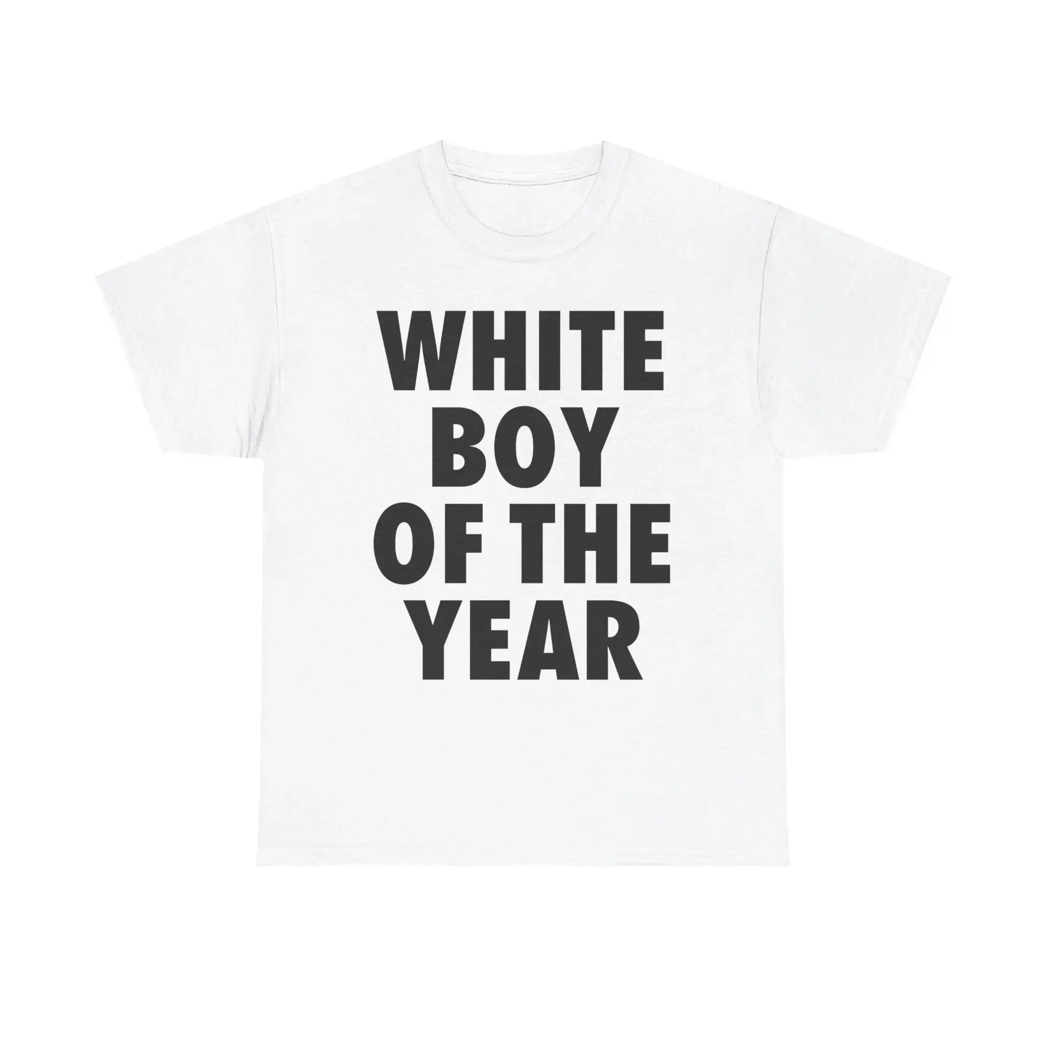 Men's Retro Top, "White Boy of the Year" Graphic T-Shirt, Vintage Heavyweight Cotton Streetwear Fashion Garments