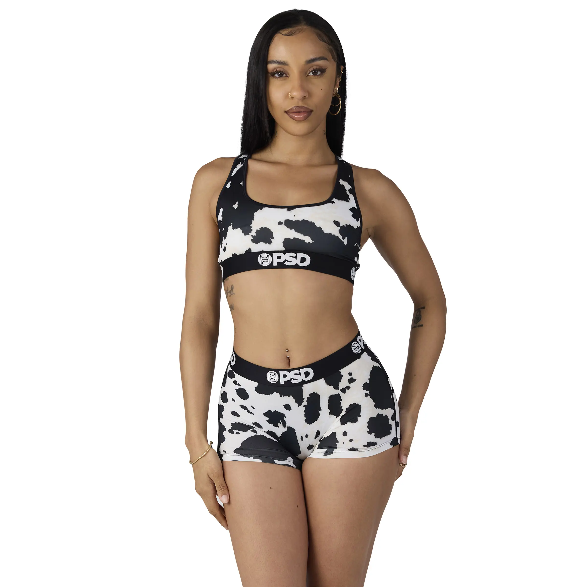 PSD Womens Cow Girl Sports Bra and Boy Short Matching Set, Soft, Comfortable & Breathable Ultra-Light Fabric Womenswear