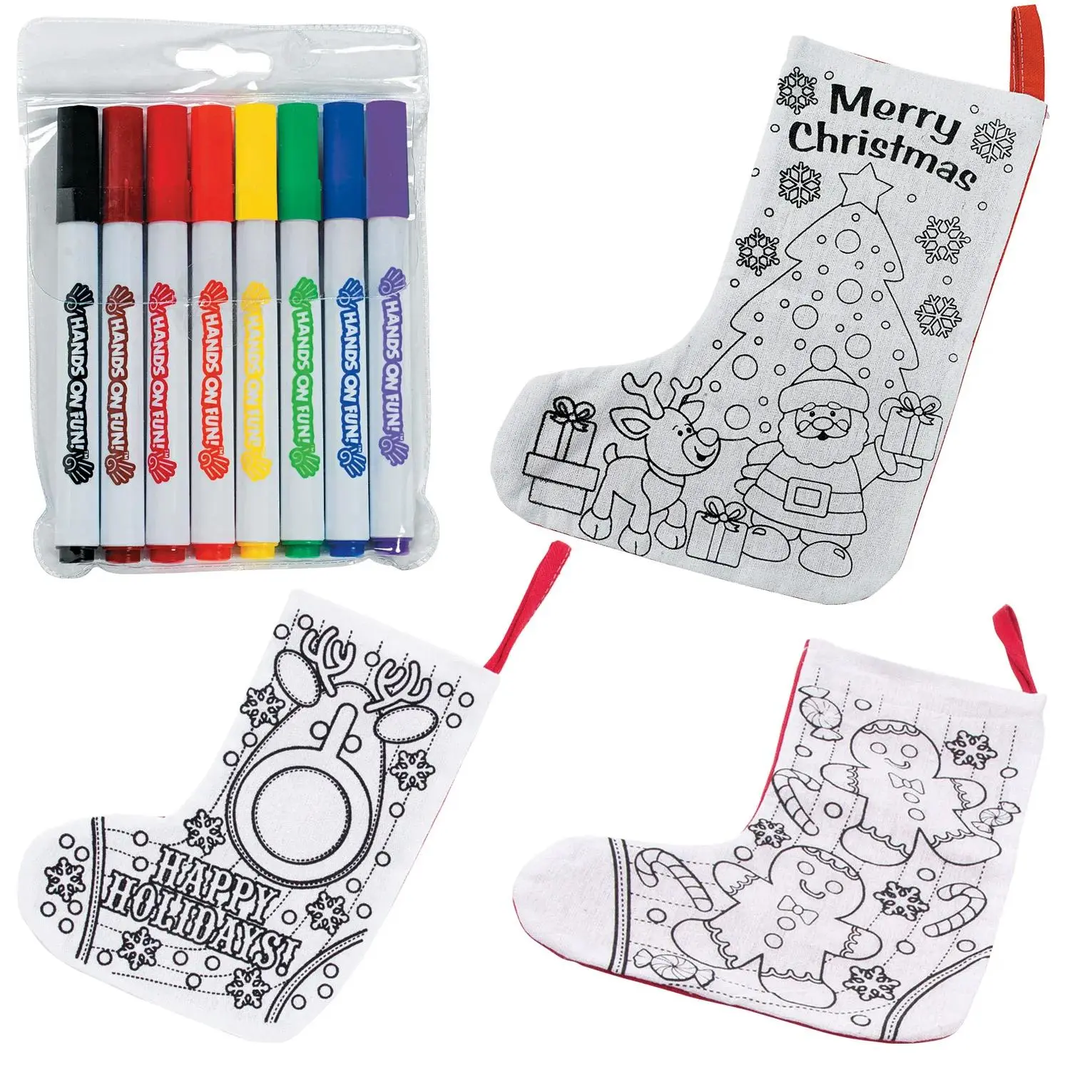 DIY Color Your Own Christmas Stocking Kit (36-Pack) - Non-Toxic Party Supply, Holiday Party Decor, Creative Craft Ideas for Do It Yourself Enthusiasts