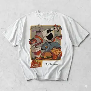 Try The Sauce Digital Circus Spudsy's Shirt, Funny Gangle and Jax Fast Food Graphic Tee, Retro 90s Indie Animation Tee