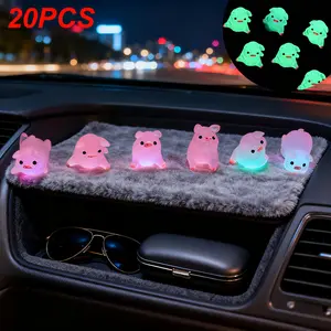 20 Glow-In-The-Dark Mini Pig Decorative Figurines, Piggy Ornaments, Cute Animal Design Resin Dashboard Decorations for Mini Gardens, Home and Office Party Decor Ornaments