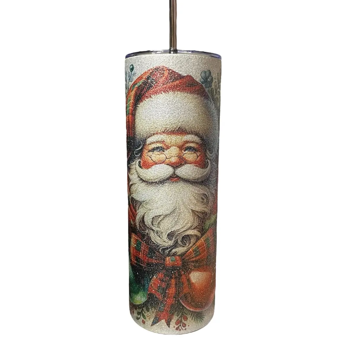 Glitter Santa Tumbler Cup Stainless Steel for Hot and Cold Beverages - Drinkware