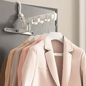1PCS/2PCS Folding Clothes Hanger 90°/45° Adjustable Space Saving Hangers with 5 Holes 360 Degree Swivel Heavy Duty Plastic Wall Mounted Drying Rack for Travel Drying Racks