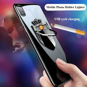USB Phone Holder Buckle Rechargeable Lighter, Multifunctional Mobile Phone Holder Lighter, Windproof Personality Creative Cigarette Lighter, Special Valentine'S Day gift for Men And Women, Without Battery