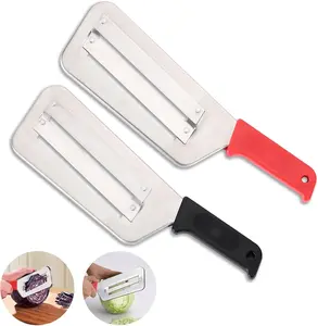 2 Pack Cabbage Cutter Knife Kitchen Slicer Sauerkraut Cutter Coleslaw Grater, Sharp Stainless Steel Blades, Black & Red Handle