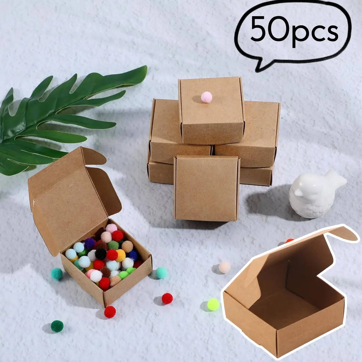 50 Pack 55x55x25mm Square Kraft Paper Boxes, Jewelry Packaging Boxes, Handmade Soap Boxes, Eco-Friendly Craft Supplies, Boxes for Wrapping Gifts, Creative Gift Packaging, Gift Container