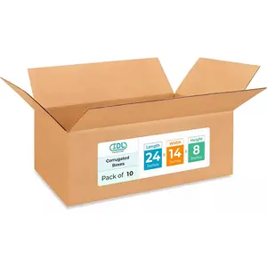 Large Shipping & Moving Boxes 24x14x8 inches (10-Pack) - Extra Strength 200 lb vs Regular - Corrugated Large Boxes for Moving - Shipping Box for USPS, UPS, FEDEX by IDL Packaging
