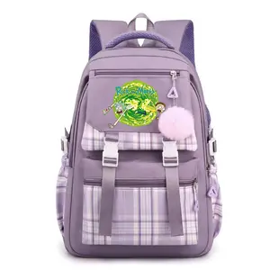 Rick & Morty Backpack Casual Durable Waterproof Anti Dirty Men's and Women's Business Backpacks Work Travel Bag Daypack Style-6-Purple