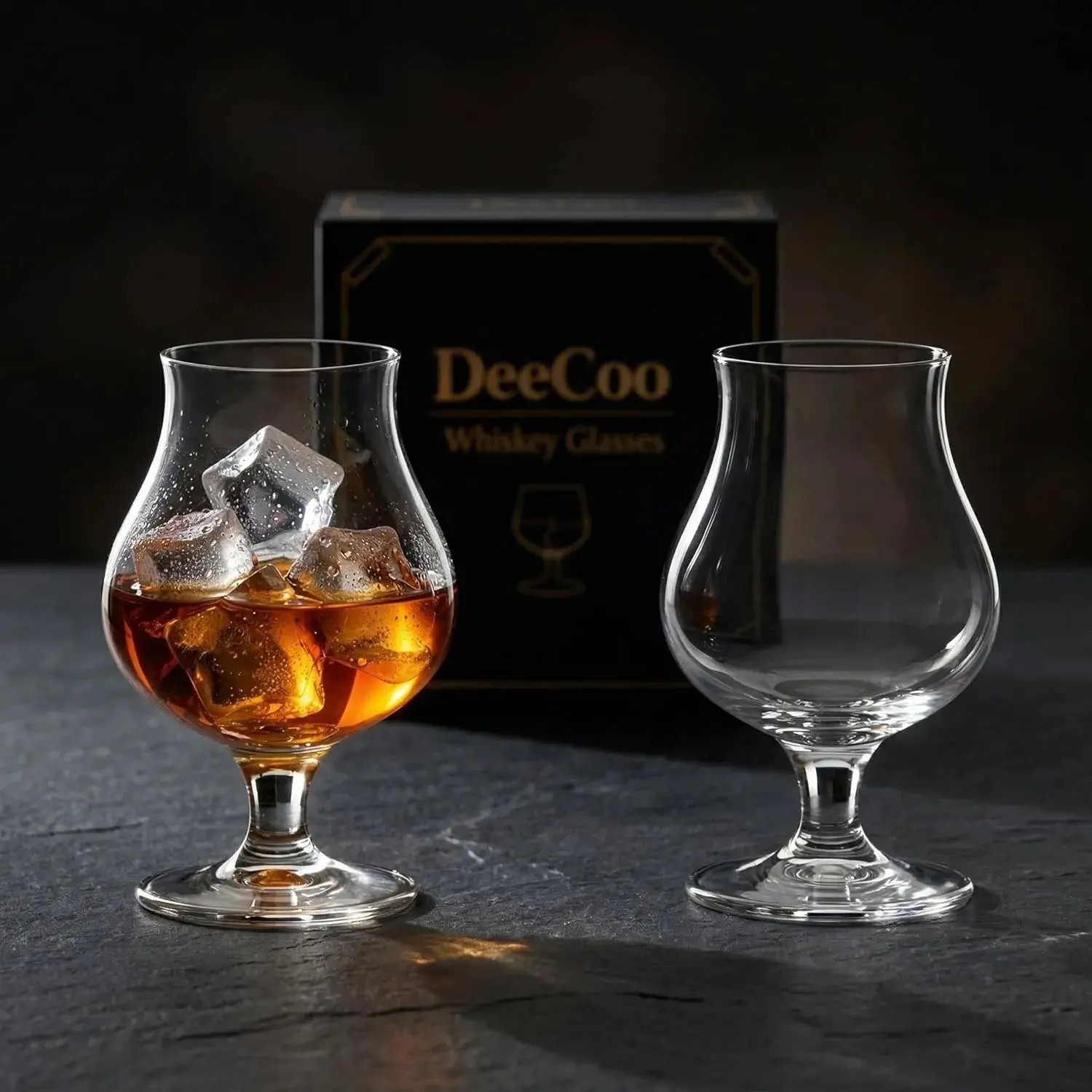 2 Pack Crystal Whiskey, Bourbon, Scotch Glasses, Wine Tasting Glasses 7 oz, Shot Glasses Set, Old Fashioned Brandy Snifter Glass for Liquor Tequila Gin Cognac Vodka Cocktai, Gift for Men Father