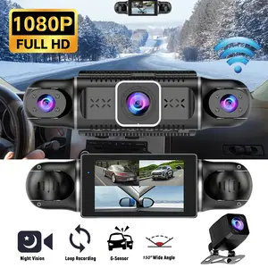 【FathersDayGift】360° 4CH Car Dash Cam 1080P Front Rear Inside Camera Full HD Wide Angle Night Vision Loop Recording G-Sensor Motion Alert Parking Monitor,summervibes