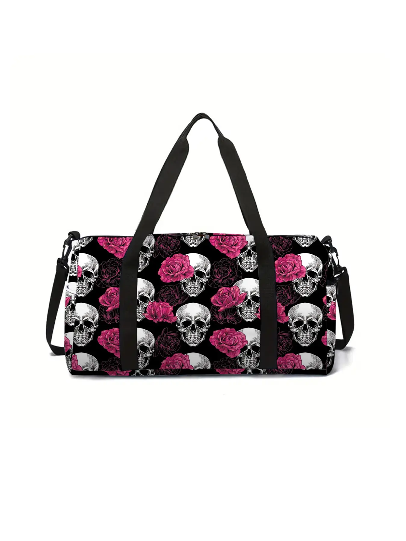 Skull pattern printed large capacity travel duffel bag, portable storage bag, Casual Travel Bag, Weekender Travel Bag, Travel Duffle Bag
