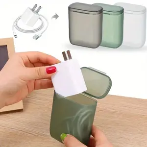 Dustproof Data Cable Storage Box Portable Desktop Mobile Phone Charger Box Transparent Cable Wire Container Drawer Office Home