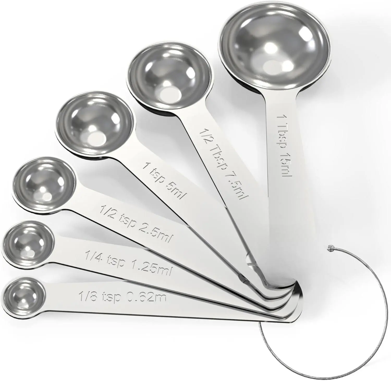 6-Piece Stainless Steel Measuring Spoons Set - Sturdy Kitchenware, Rust-Free Kitchen Utensils, 1 tbsp Capacity, Accurate Precise Measurements, Easy to Clean Coffee Scoop for Cooking, Baking
