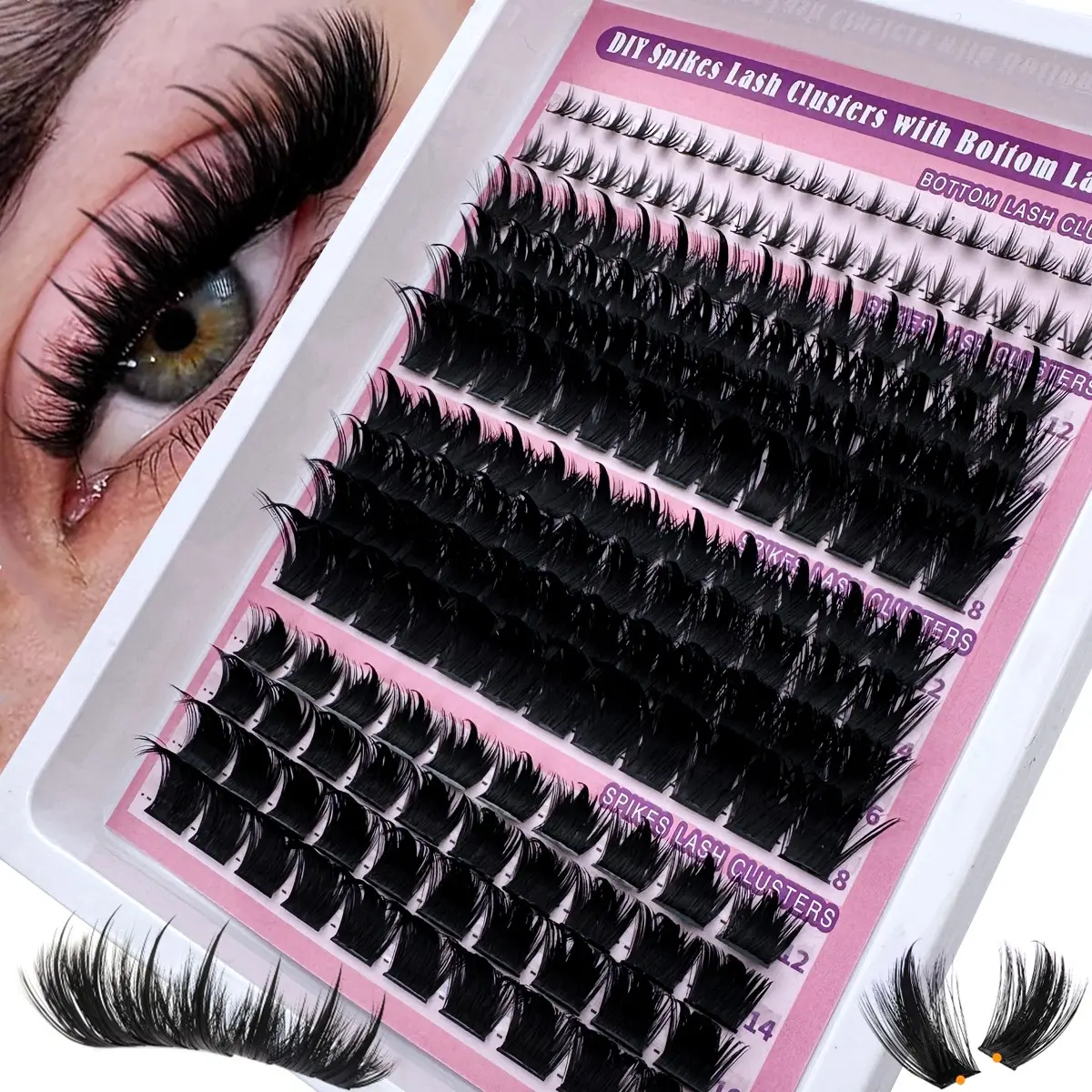 246pcs/182pcs Russian Lash Extensions Set, Diy Dramatic Lashes, Spikes Lash 3D Volume Eyelash Clusters, Dramatic Volume Eyelash, 60D/100D Bottom&Spiky Individual Lash Clusters, 6-18mm Length, Volumized False Eyelashes, Volumized Fake Eyelashes