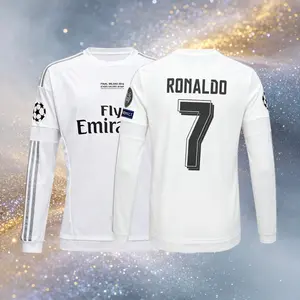 15 16 Home Kit White 7# Cristiano Ronaldo Long Sleeve Soccer Jersey Fans Version
