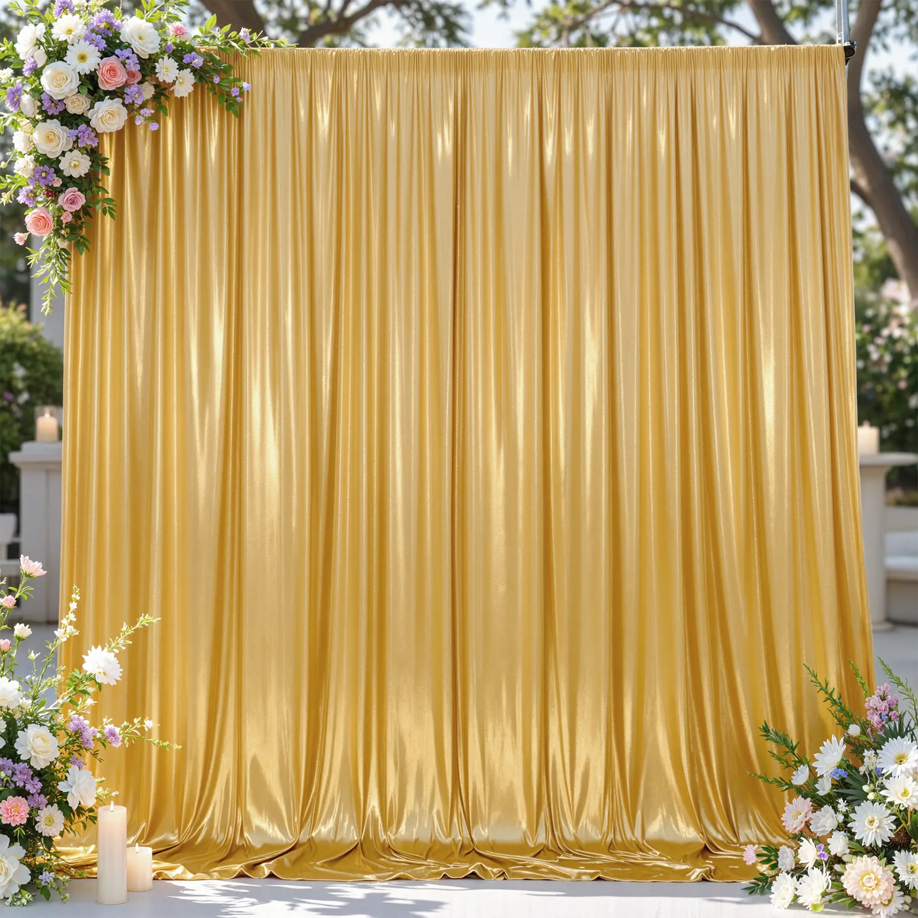 6-Pack Gold Sequin Backdrop Curtains with Rod Pocket, Glitter Drapes for Wedding, Photography Events, Home & Festive Party Supplies, Back To School with Multiple Uses