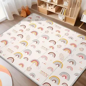Foldable Baby Play Mat, PIGLOG Waterproof Playmats for Babies and Toddlers Kids, Safe Foam Playmat for Tummy Time, 50x50 Playpen Mat, Reversible Portable Baby Floor Mat for Infant, Toddler, Rainbow