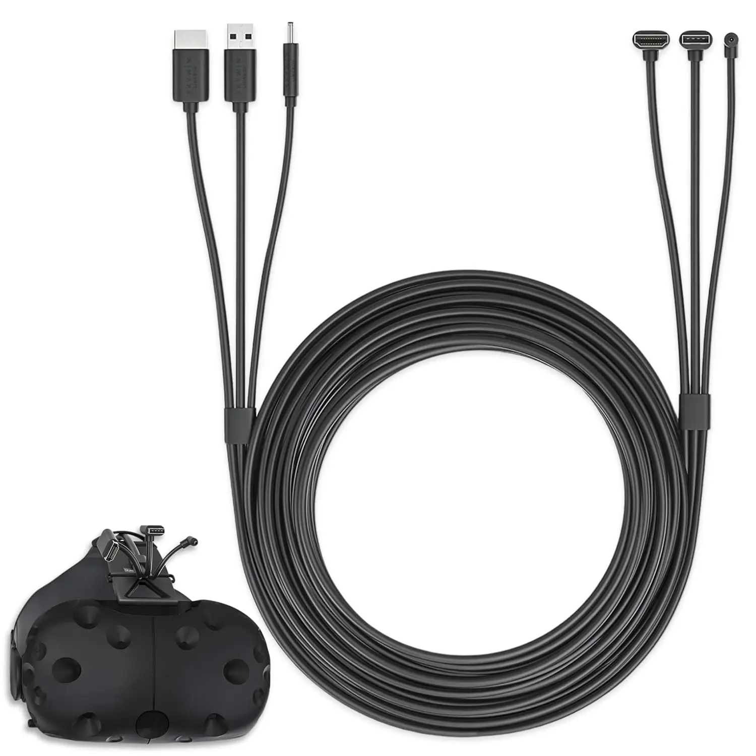 Skywin 3-in-1 Round HTC Vive Compatible Cable (5 Meters / 16 Feet), Replacement 3-in-1 Connection Cable for HTC Vive Headset and Linkbox (Black)
