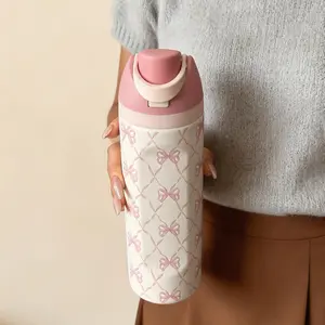 Double Layer Stainless Steel Insulated Cup, 24/32/40 Oz Butterfly Knot Design, Cold Retention Up to 24 Hours, Ideal for Outdoor & Travel Use