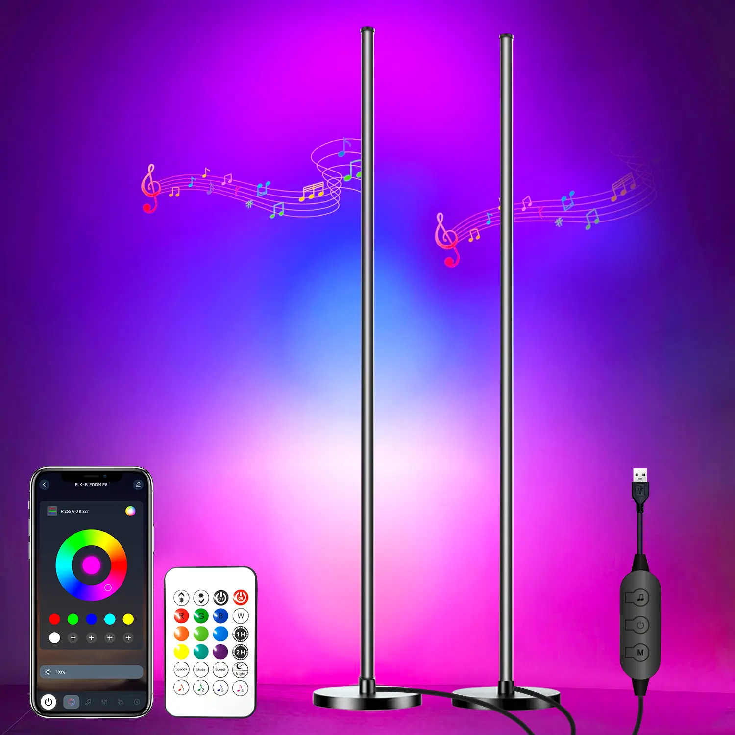 Yocrostar Corner Lamp - LED Indoor Soft Light with Adjustable Lighting Modes, App & Remote Control, 16M Rhythm RGB Multicolored Light, 68+ Scene Music Sync, Bedroom Decor, Lighting Modes Adjustable, Rhythm Rgb Light