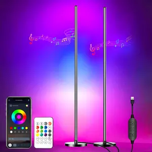 RIYO LED Corner Floor Lamp, RGB Color Changing Standing Lamp with App and Remote Control, 16 Million Colors & 68+ Scene Music Sync Ambient Lighting for Living Room, Bedroom, Gaming Room Decor