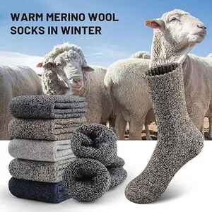 Men's Merino Wool Hiking Socks 9 Pairs Thick Winter Crew Socks Warm Breathable Thermal Outdoor Socks for Cold Weather Menswear Knit Sports