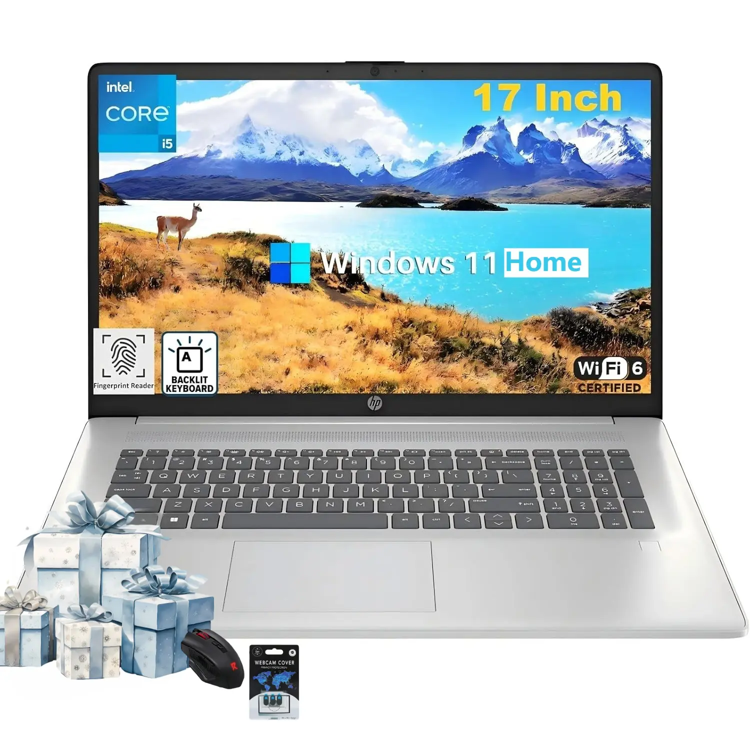 HP Essential Business Laptop, 17.3" FHD Display, Intel Core i5-1334U, up to 32GB RAM, 512GB SSD, Wi-Fi 6, Webcam, Backlit Keyboard, Windows 11 Home, Silver, Bundle Accessory
