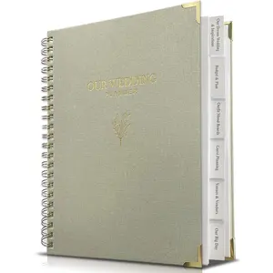 Wedding Planner Book and Organizer for Bride - Elegant Linen Cover Wedding Planning Binder with Checklists,Pockets & Calendars,Perfect Engagement Gifts for Couples