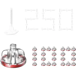 Tile Leveling System, 250 count 1/16" Tile Spacers & 100 count Free-Spin  Caps with Anti-Shift Ring, Transparent Design, -Handed Operation - for Floor, Wall Tile Installation