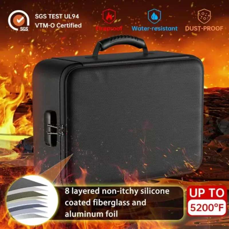 High-Spec Fire-Resistant Waterproof File Storage Box, Ultimate Security for Important Documents, Certificates, Valuable Items