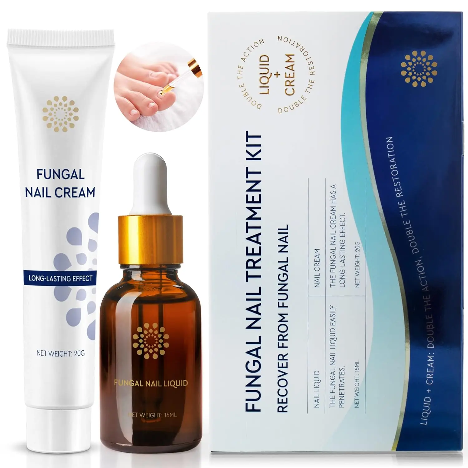 Natural Vine Fungal Nail Treatment Kit Extra Strength: Nail Fungus Treatment with Repair Cream for Toenails and Fingernails, Plant Extract Ingredients, Nail Care, Fungal Care Nail Repair