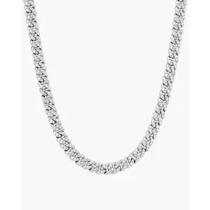 JAXXON Women's Iced Out Cuban Link Chain 5mm - Silver - Rhodium Bonded for Shine & Durability - Box Clasp